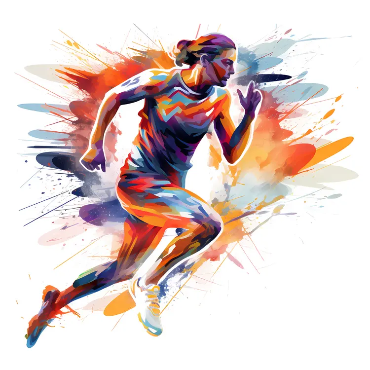 Colorful Running Athlete in Abstract Art