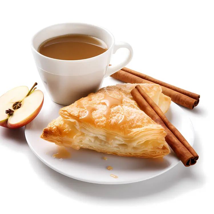 Delicious Apple Pie with Coffee and Cinnamon Sticks