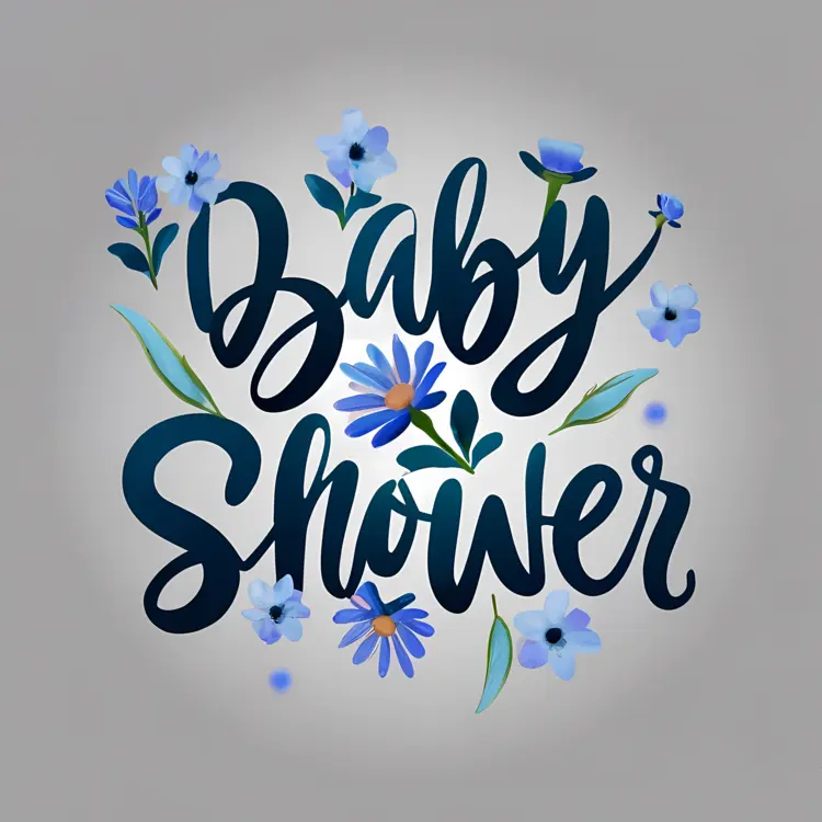 Baby Shower with Blue Floral Design