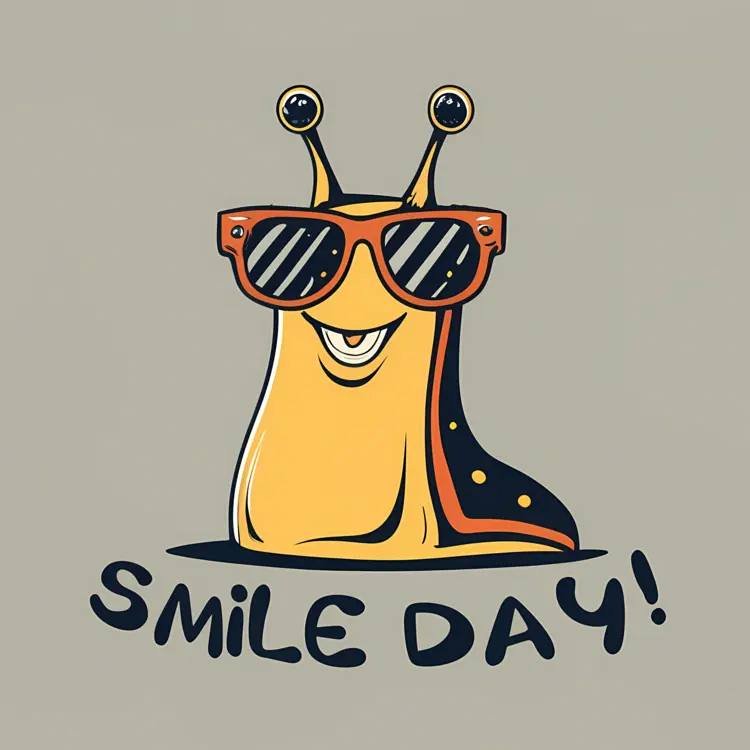 Happy Snail with Sunglasses for Smile Day