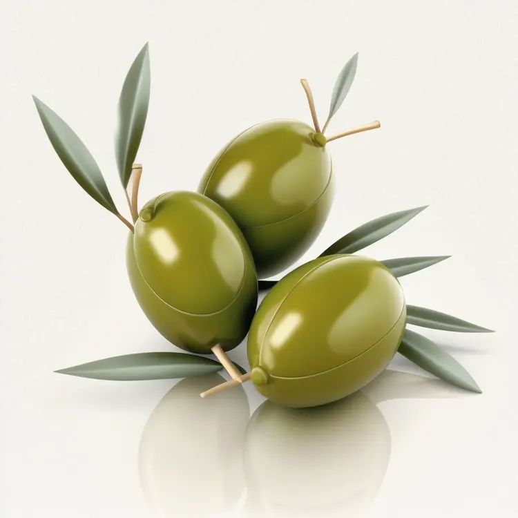 Fresh Green Olives with Leaves