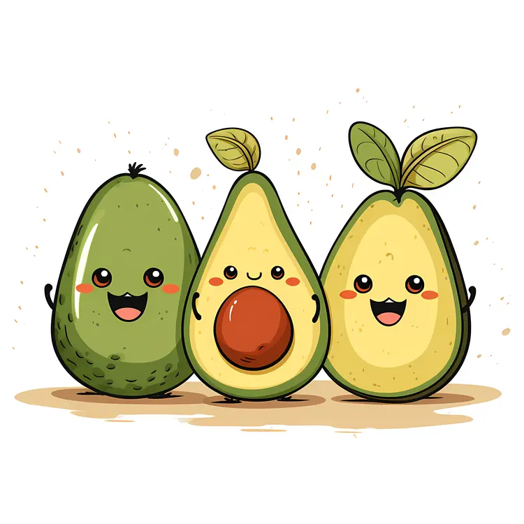 Cute Cartoon Avocados