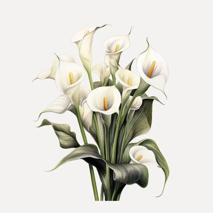 Elegant White Calla Lily Bouquet Illustration