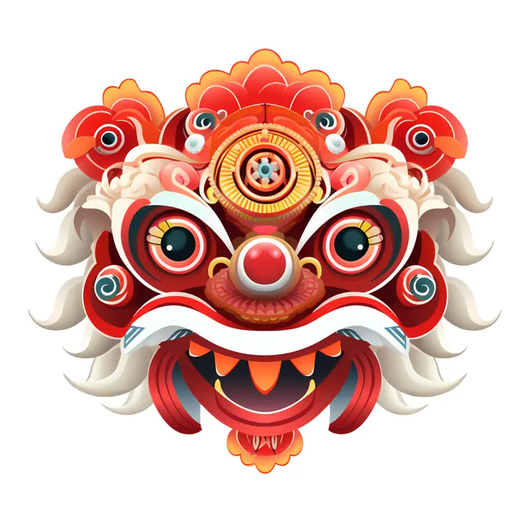 Festive Lion Dance Mask
