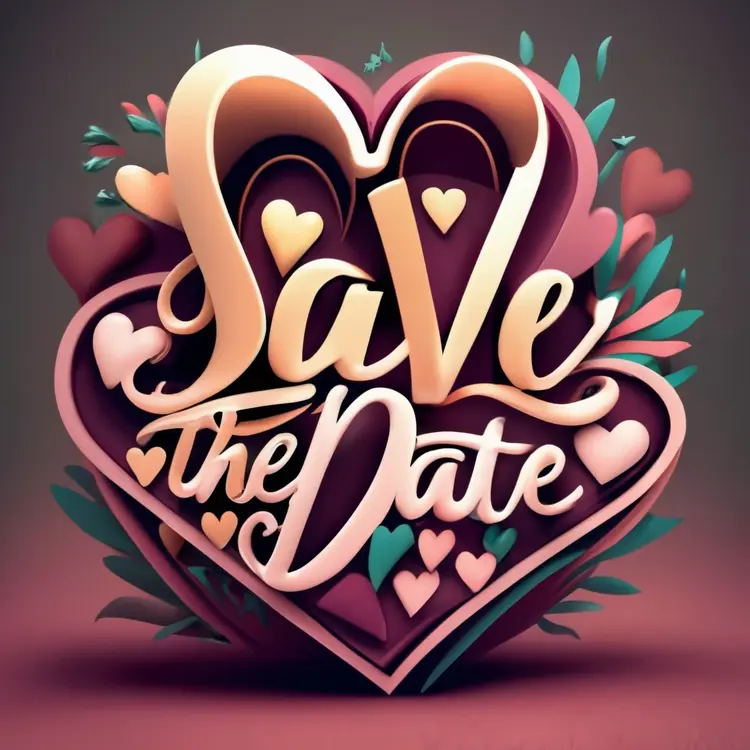 Save the Date with Hearts and Leaves