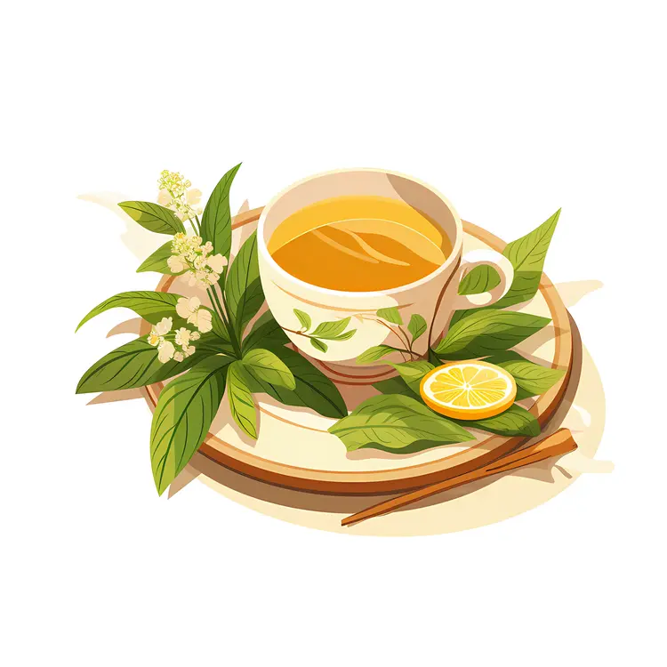 Herbal Tea with Lemon and Flowers