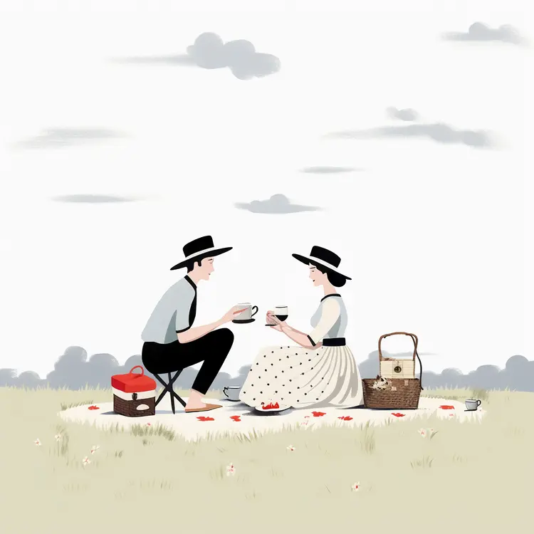 Couple Enjoying a Picnic in the Countryside