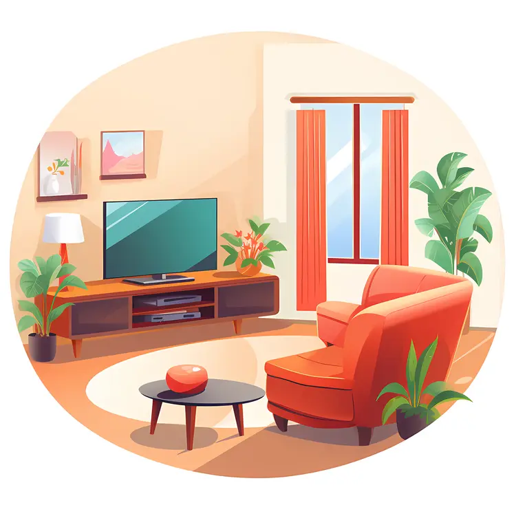 Cozy Living Room with TV and Sofa
