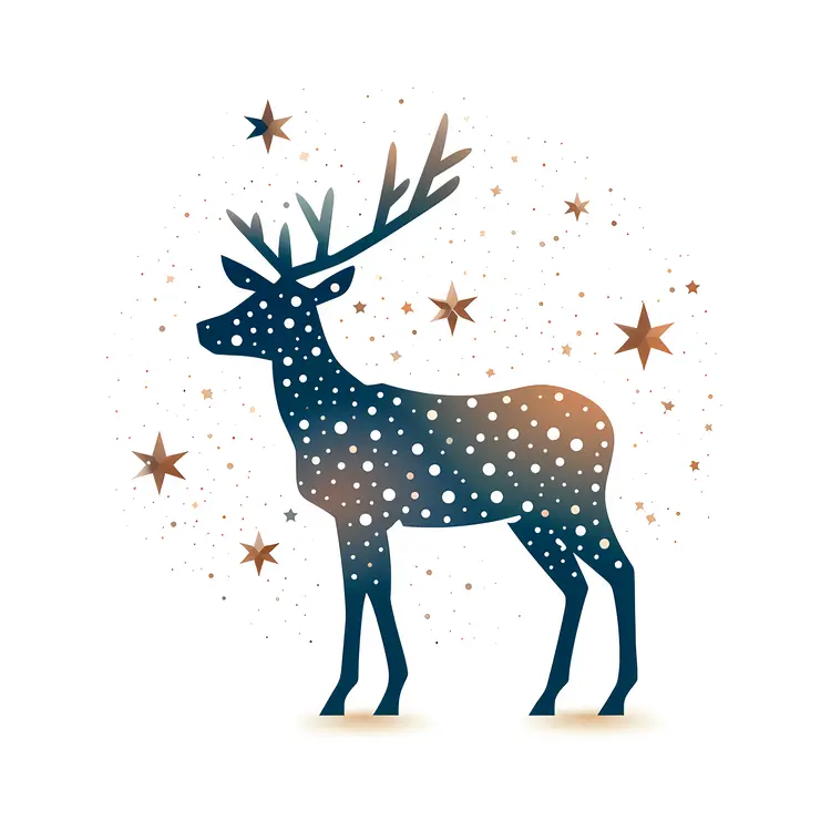 Starry Deer with Golden Antlers