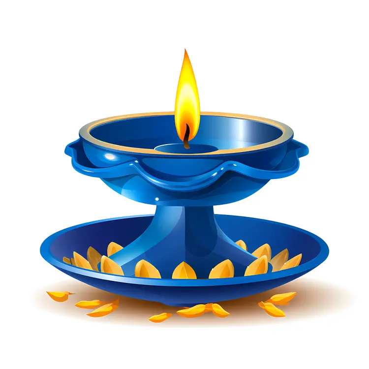 Blue Oil Lamp for Diwali Celebration
