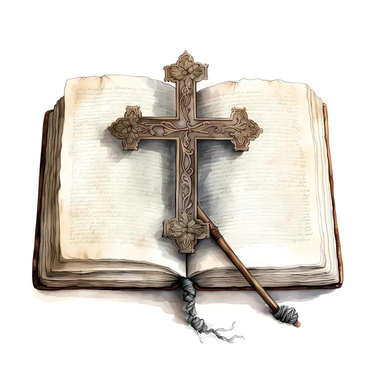 Ornate Cross on an Open Bible