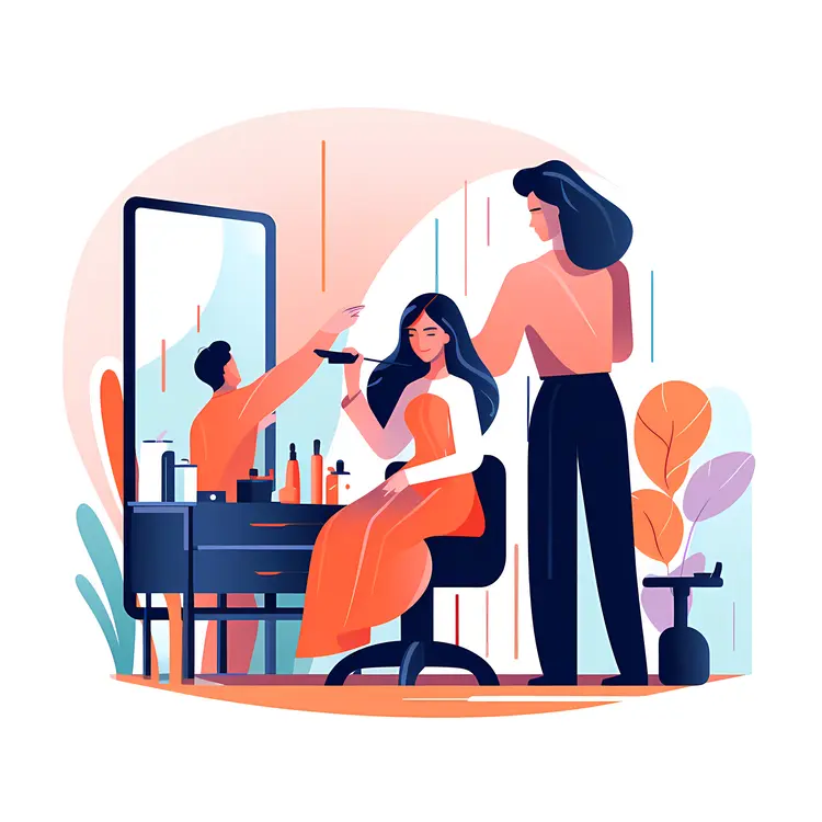 Hair Salon Scene with Stylist and Client