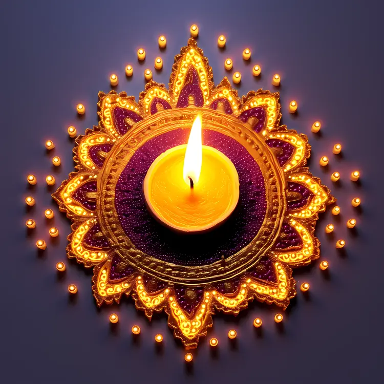 Diya Lamp with Rangoli Design