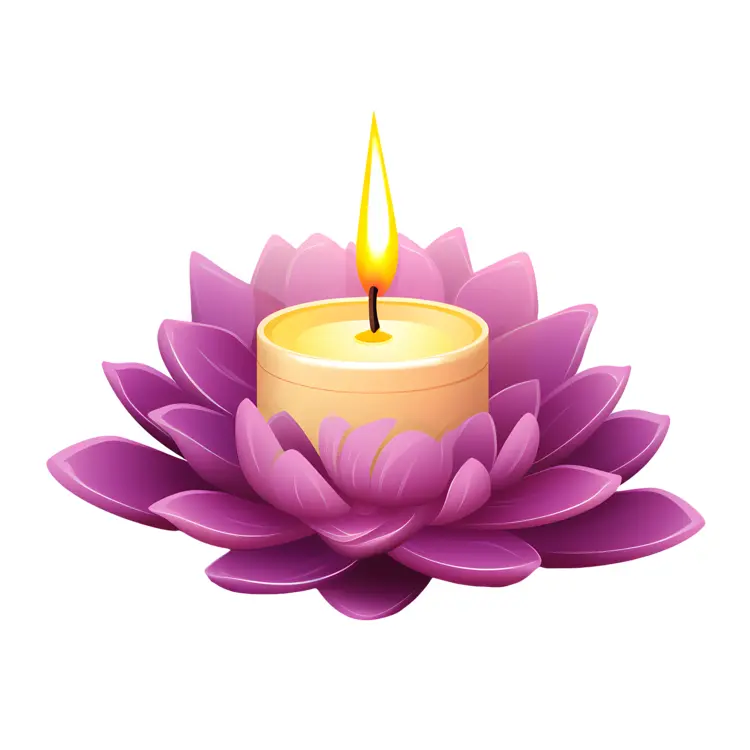 Purple Lotus Candle with Flame