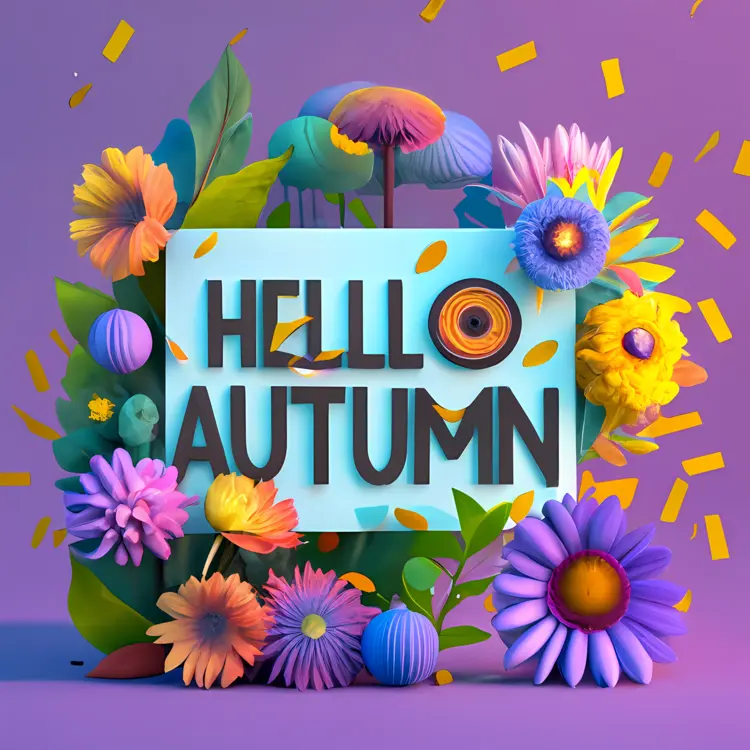 Hello Autumn with Colorful Flowers