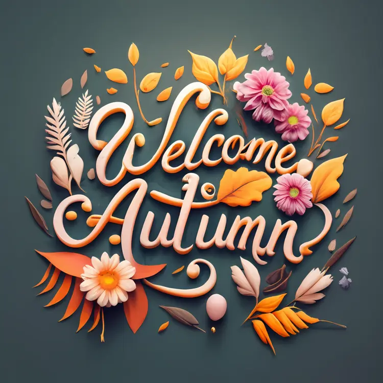 Welcome Autumn with Floral and Leafy Design