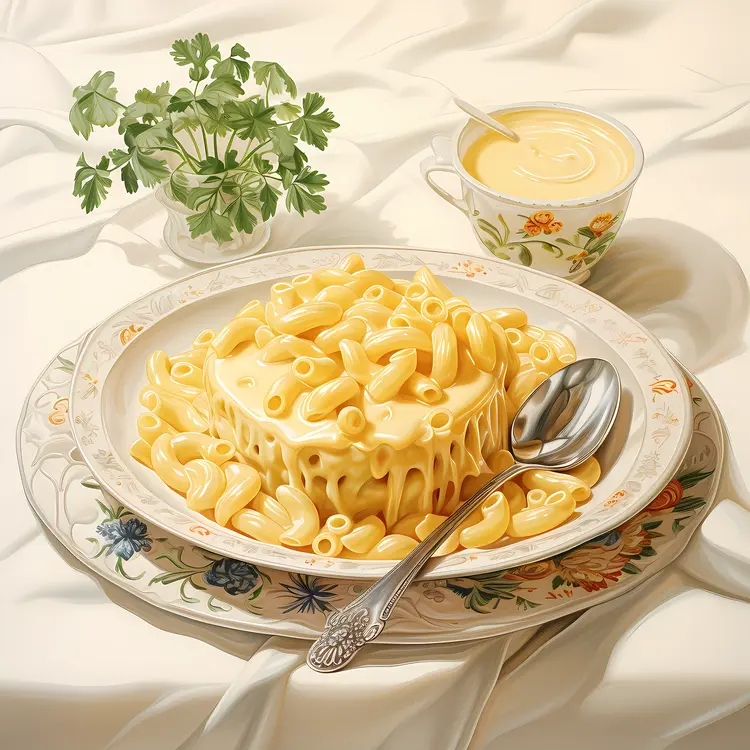 Macaroni and Cheese on a Decorative Plate