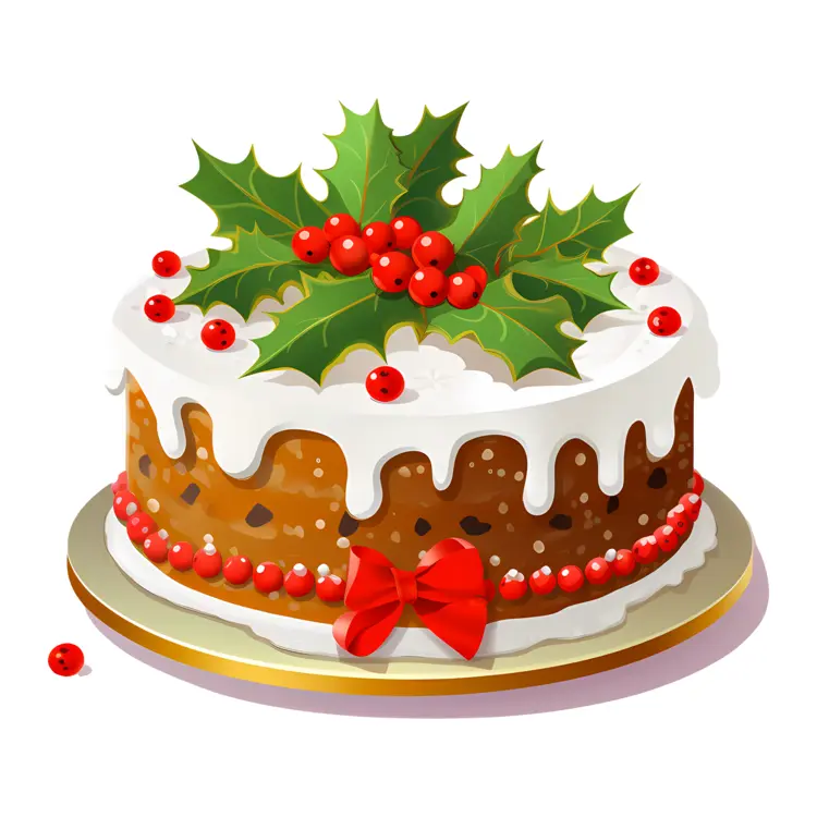 Christmas Cake with Holly and Icing