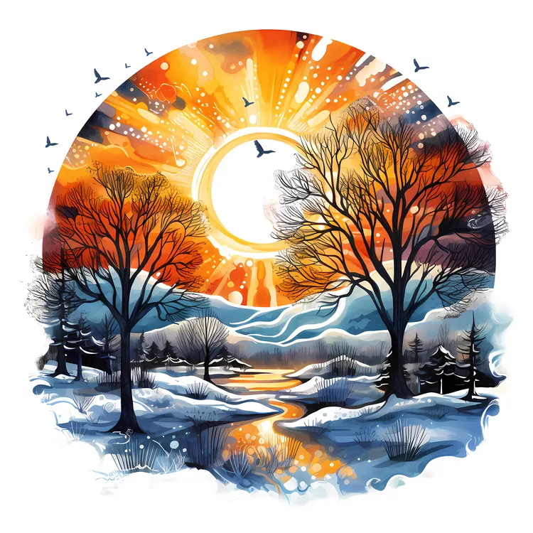 Sunset Over Winter Landscape