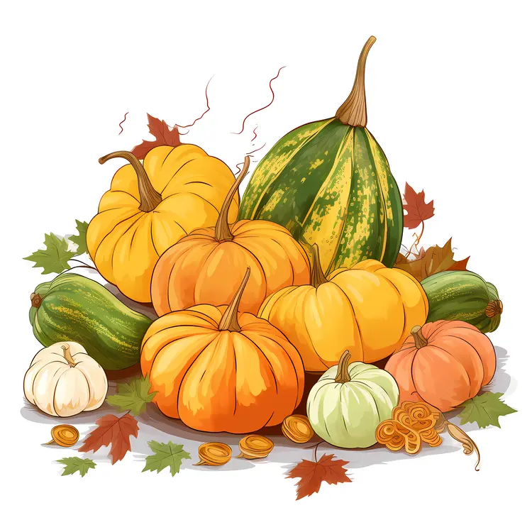 Colorful Pumpkins and Gourds for Autumn Harvest