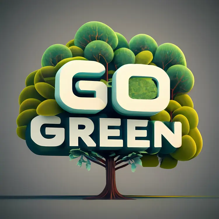 Go Green Slogan with Lush Tree Illustration