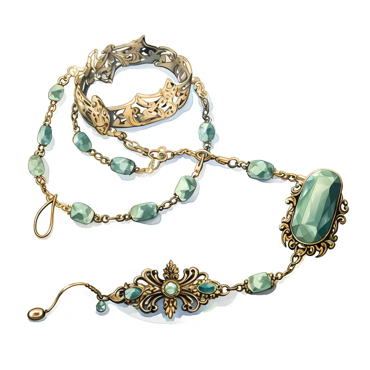 Vintage Green Gemstone Necklace