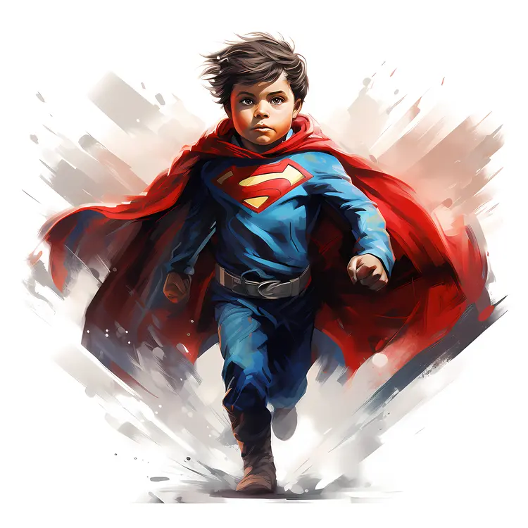Little Boy Superhero Running