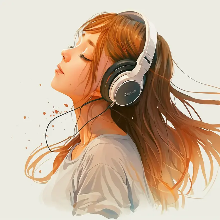 Girl Enjoying Music with Headphones