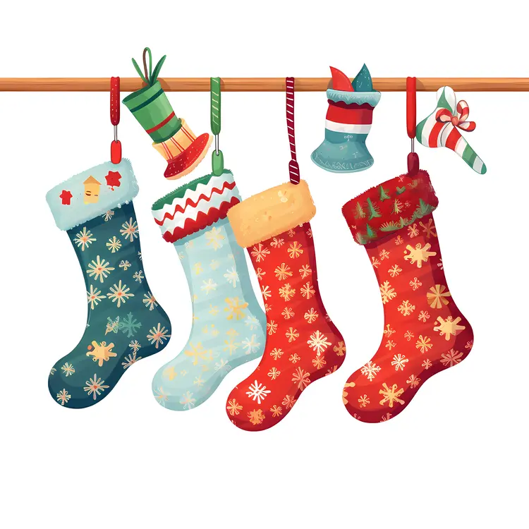 Festive Christmas Stockings with Presents