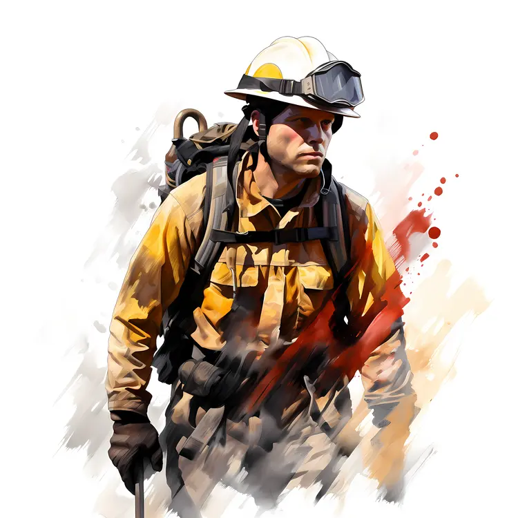 Determined Firefighter in Action