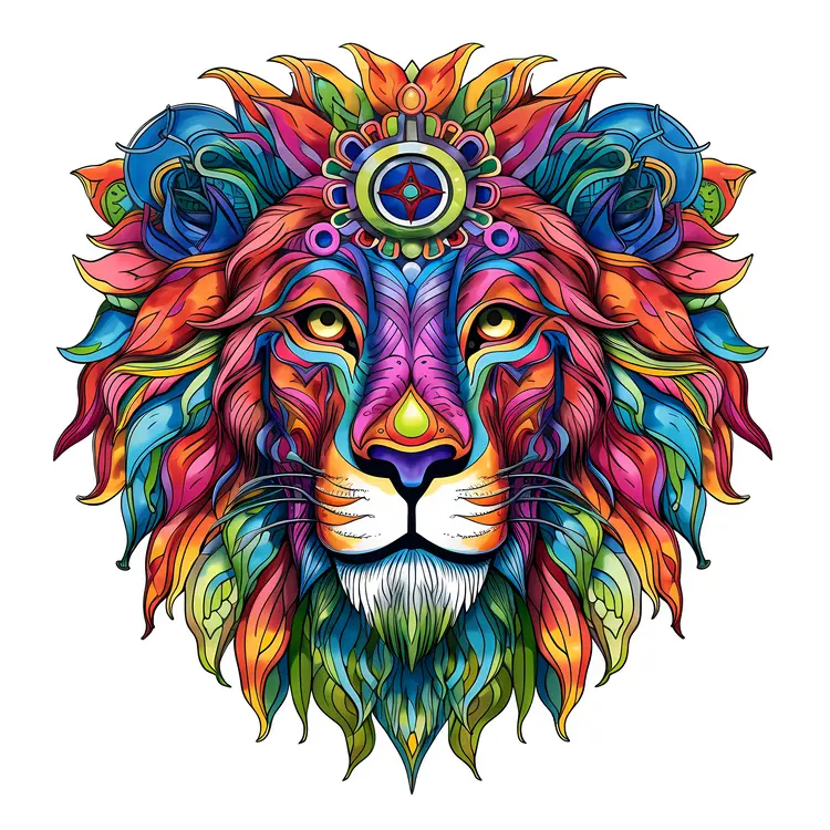 Colorful Lion Illustration