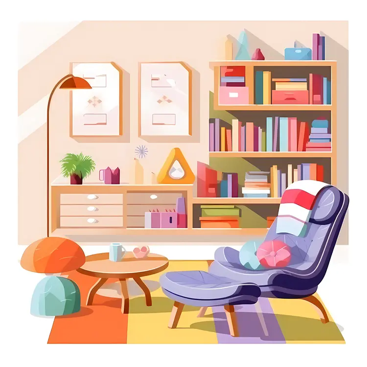 Cozy Lounge Chair in a Colorful Living Room