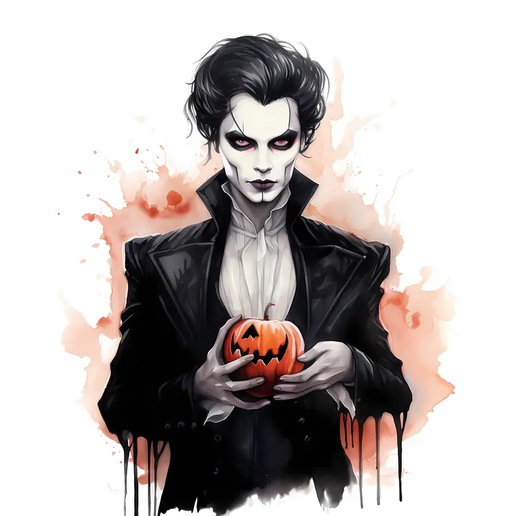 Vampire Holding a Pumpkin