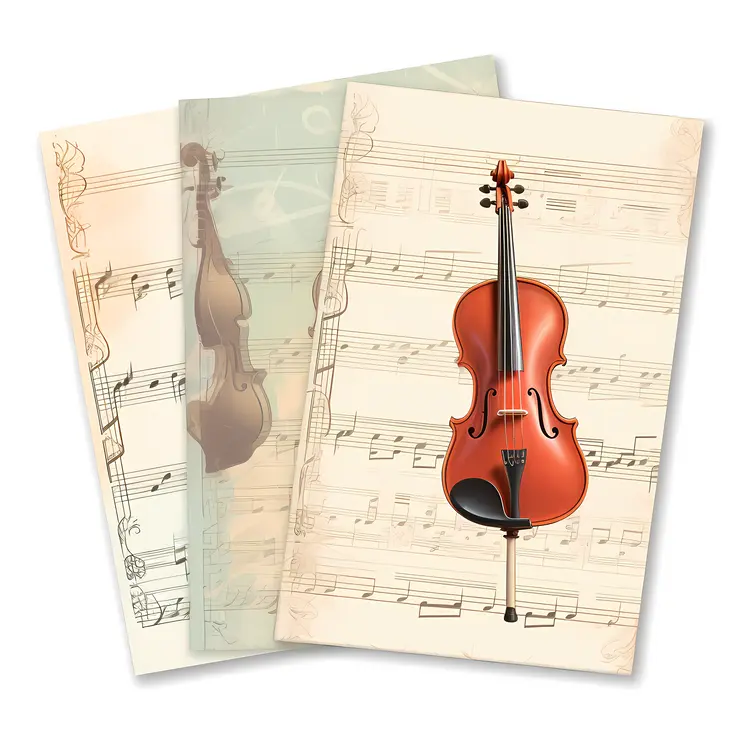 Violin on Music Sheets Illustration