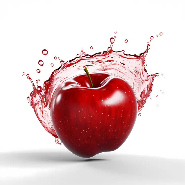 Fresh Red Apple with Water Splash