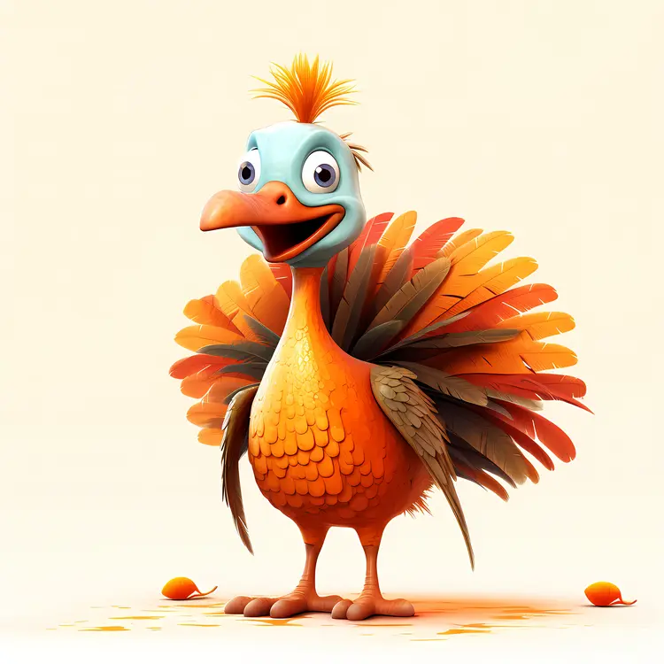 Orange Turkey with Autumn Leaves
