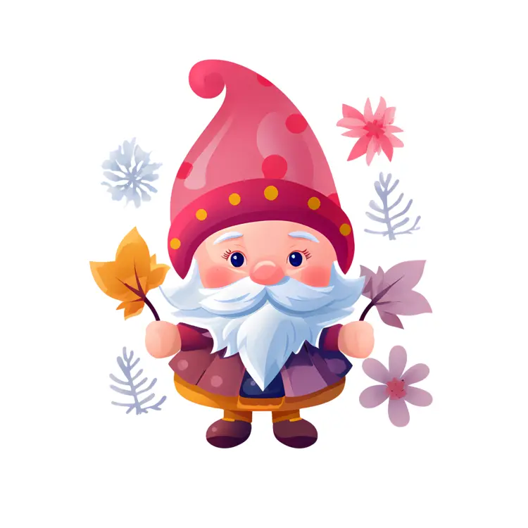 Gnome with Leaves Illustration