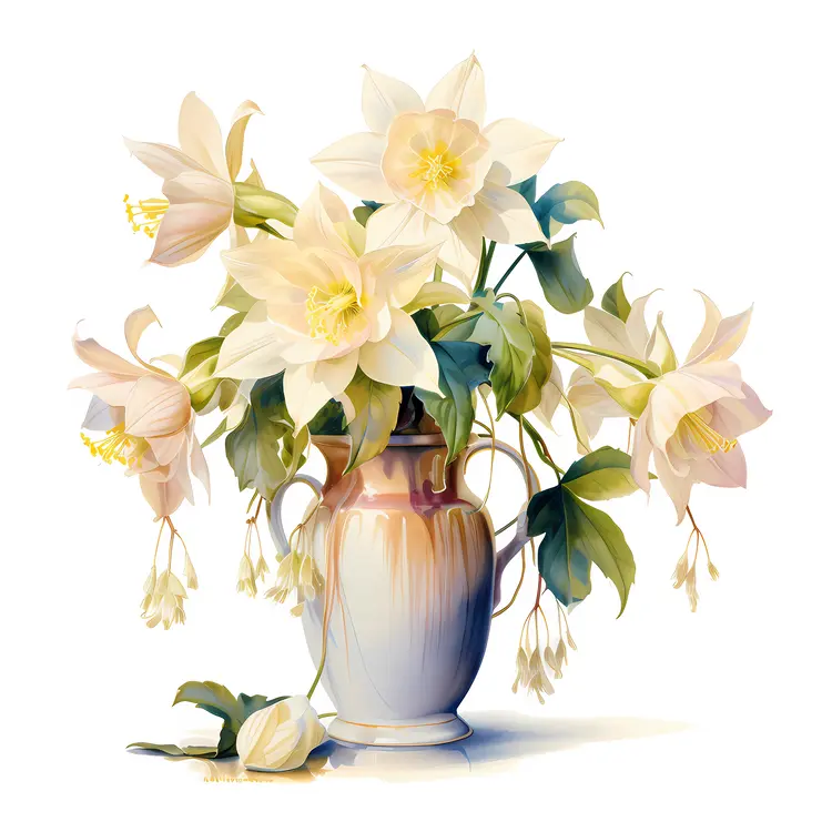 White Flowers in a Ceramic Vase