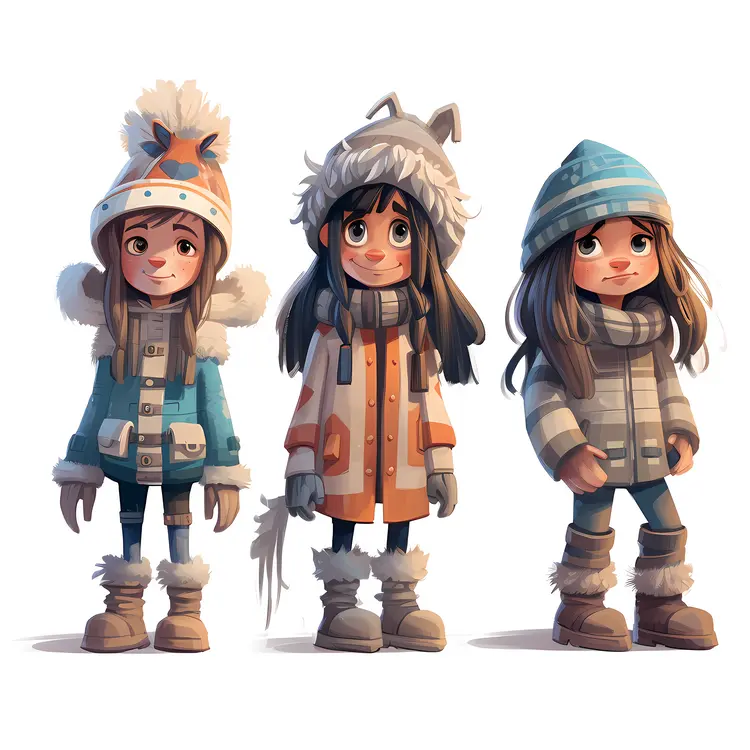 Three Kids in Winter Clothes
