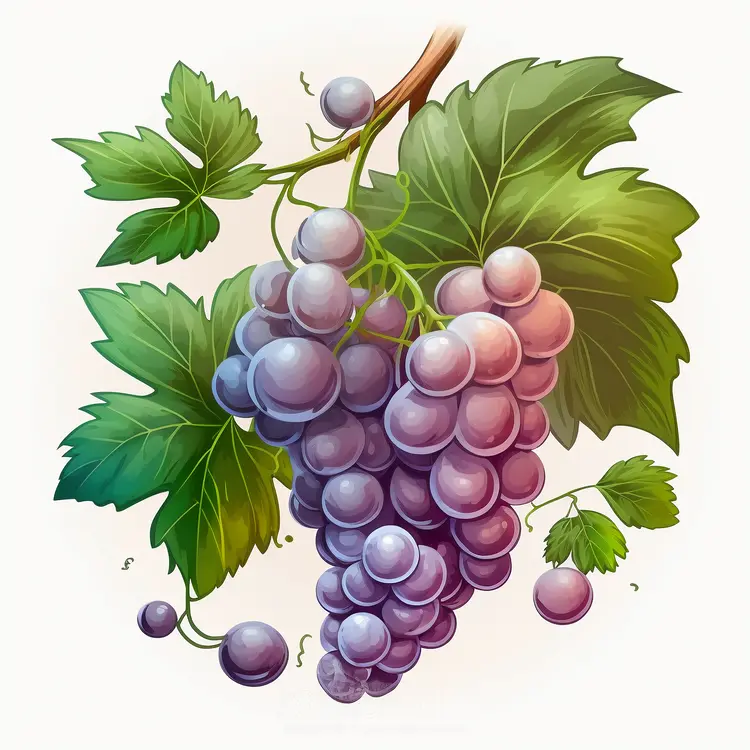 Beautiful Purple Grapes on Vine