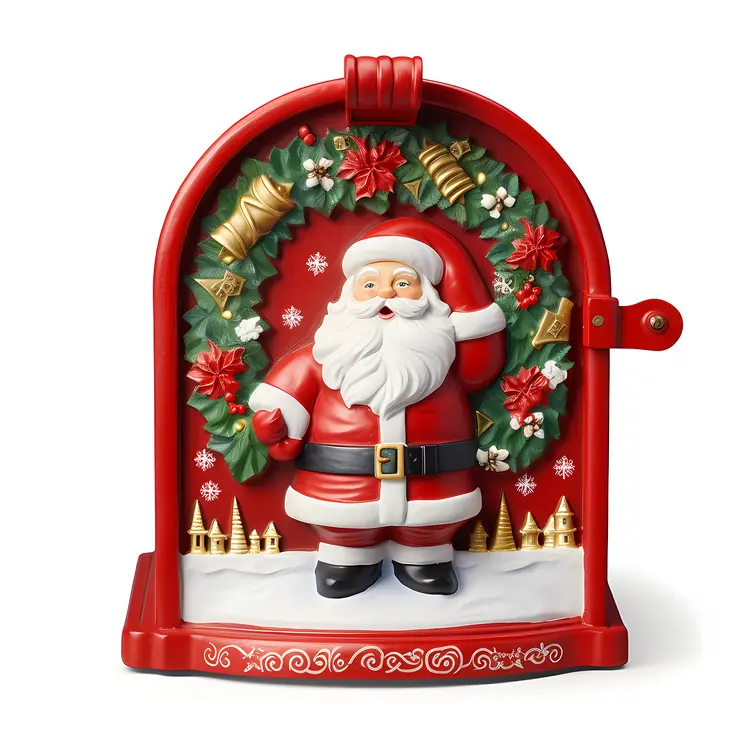 Santa Claus Decoration with Wreath and Bells