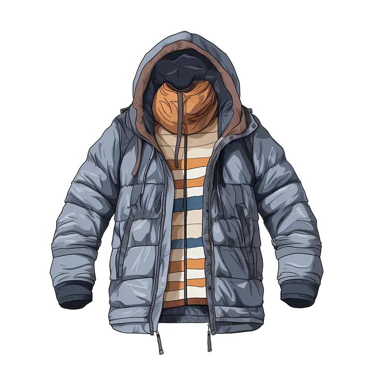 Gray Hooded Puffer Jacket for Winter