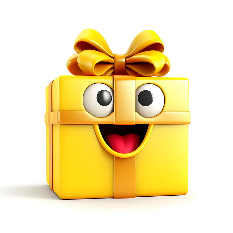 Smiling Yellow Gift Box with Bow