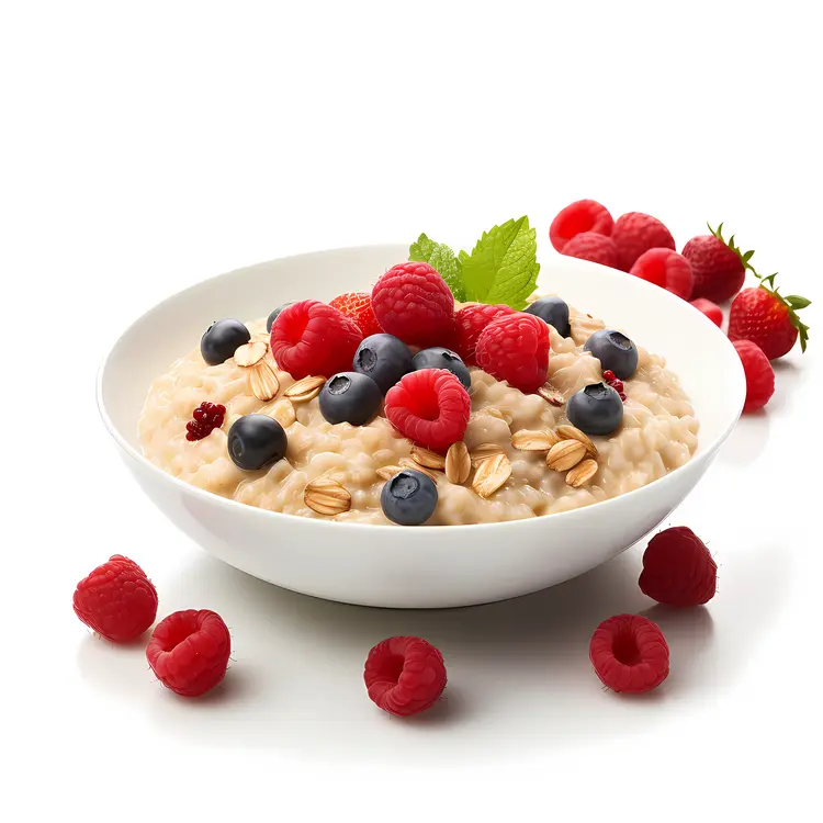 Oatmeal with Berries and Mint
