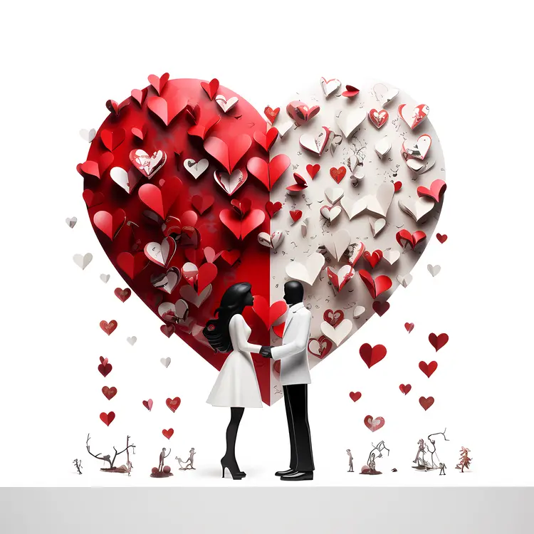 Couple with Heart Sculpture