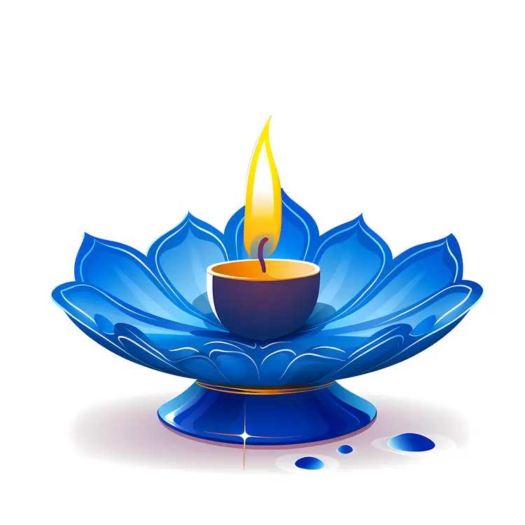 Blue Diya Lamp for Diwali Celebration