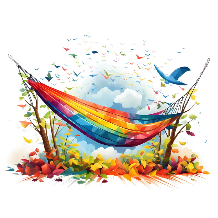 Colorful Rainbow Hammock in Nature