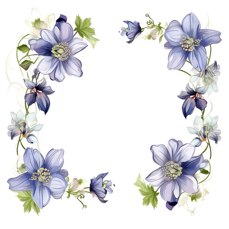 Purple Flowers in a Floral Frame