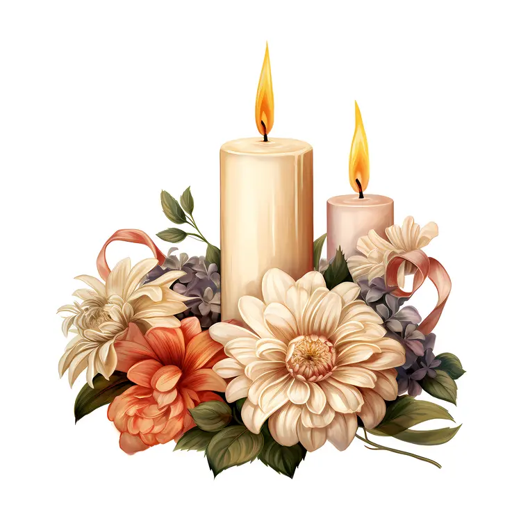 Candles with Pastel Flowers
