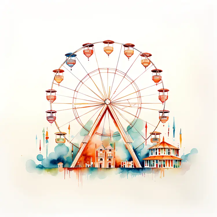 Ferris Wheel with Colorful Cabins
